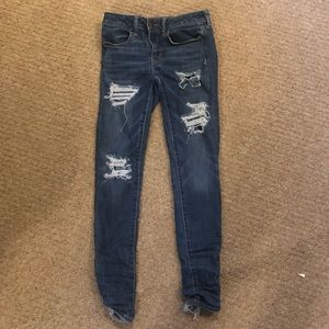 American Eagle Distressed Darkwash Skinny Jeans